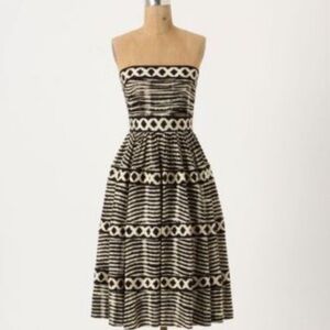 Anthropologie Tracy Reese Black and Cream Lattice Ring dress.
